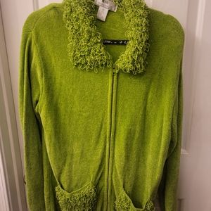 Ladies Green zip up sweater